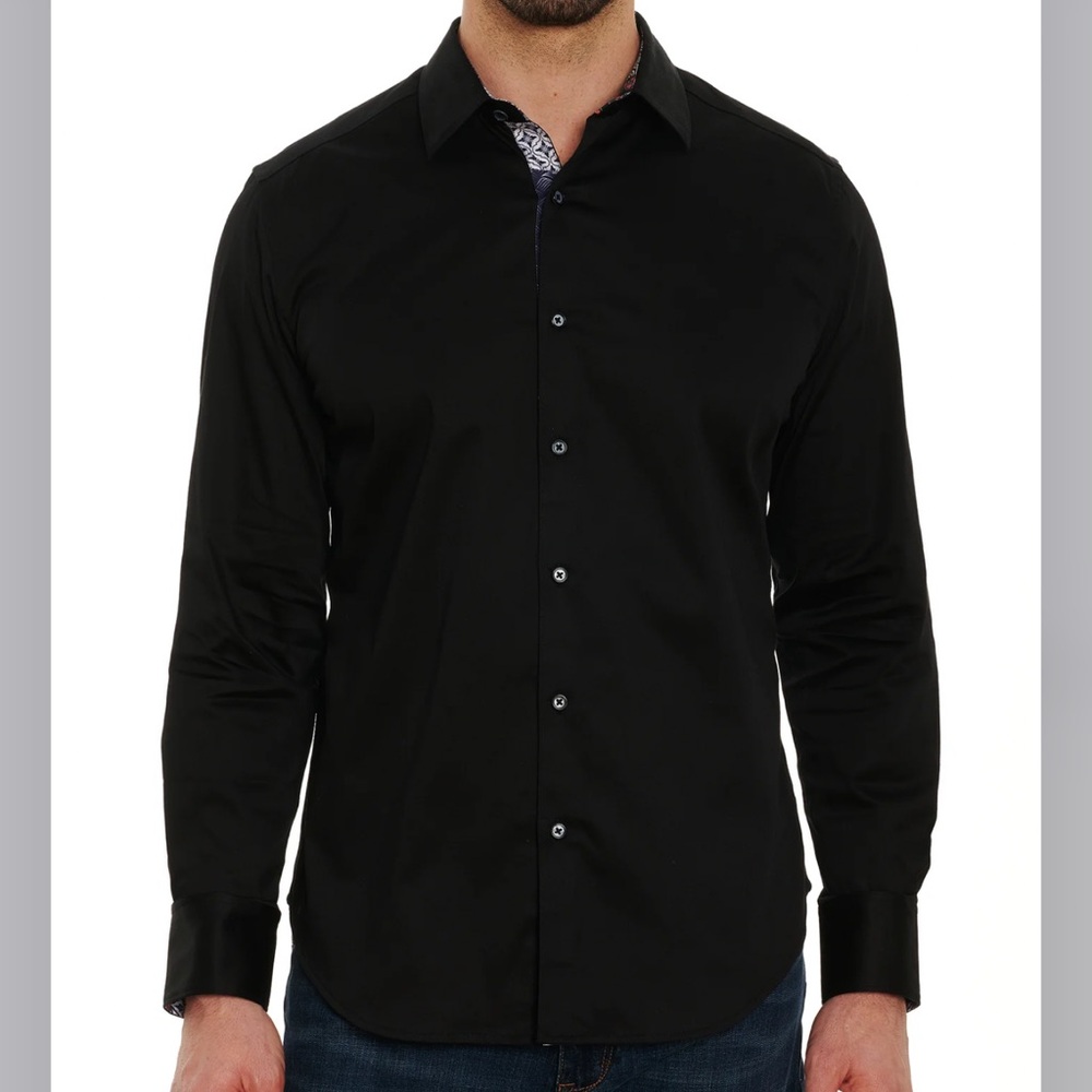 Robert Graham Righteous 2 Mens Black Long Sleeve Button Down Shirt 2XL